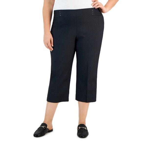 JM Collection Tummy Control Pull-On Capri Dark Grey Dress Pants NWT - Picture 1 of 8